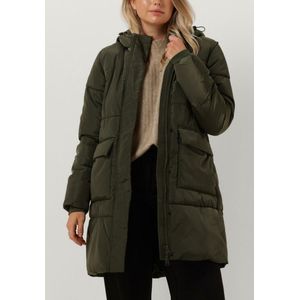 Notre-V Puffer Coat Midi Jassen Dames - Winterjas - Donkergroen - Maat XS