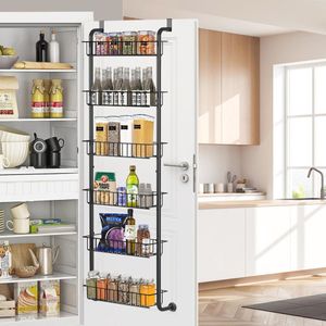 Over de deur organizer, 6-laags met manden voor keuken, badkamer, en meer - Sterk metalen opbergrek