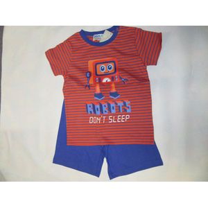 Wiplala - Jen & James - Zomer pyjama - Robot - Orange blauw - 5 jaar  110