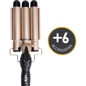 Lissad'or - Wafeltang - Wafeltang Haar - Wafeltang 25 mm - Krultang - Golven Krultang - Inclusief 6 Accessoires - 3 Jaar Garantie