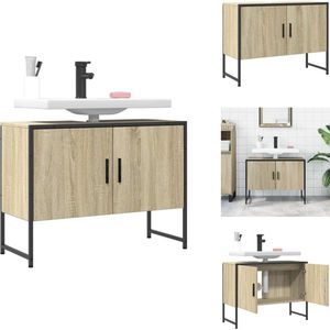 vidaXL Badkamer Wastafelkast - Badkamer Wastafelkasten - Wastafelkast - Badkamer Wastafel Kast - Wastafelkast 80x33x60 cm bewerkt hout sonoma eikenkleurig