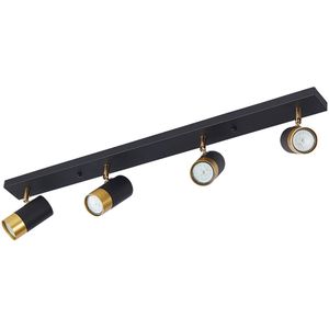 LED Plafondspot - Braytron - GU10 Fitting - 4-lichts - Kantelbaar - Rond/Rechthoek - Zwart/Goud