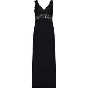 Hunkemöller Lange slipdress Negligé Nora Lace lang - zwart - Maat 2XS