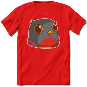 Casual duif T-Shirt Grappig | Dieren vogels Kleding Kado Heren / Dames | Animal Skateboard Cadeau shirt - Rood - L