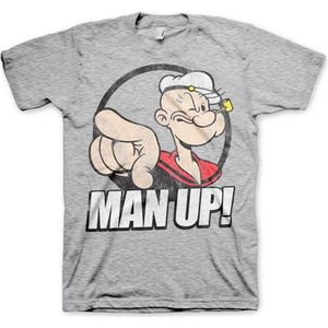 Popeye - Man Up! Heren T-shirt - XXL - Grijs