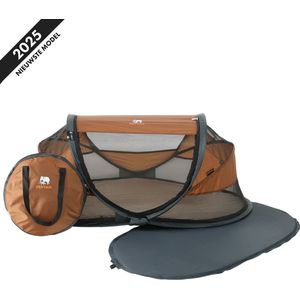 Deryan Baby Luxe Campingbedje – Inclusief zelfopblaasbare matras - Caramel
