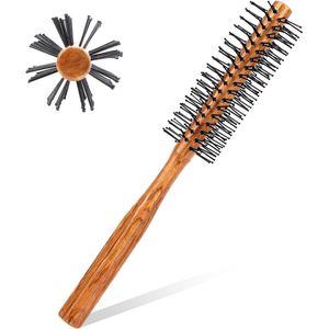 Ronde borstel voor föhnen en stylen van haar - nylon borstelharen - houten handvat