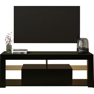 Nuvolix TV meubel - TV kast - TV tafel - met led-verlichting - zwart - hout - 140*35*50CM