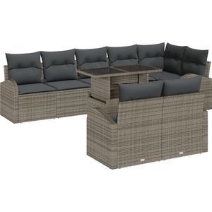 vidaXL - 9-Persoons - Tuin - Sofa - Set - met - Kussens - Grijze - Poly - Rattan