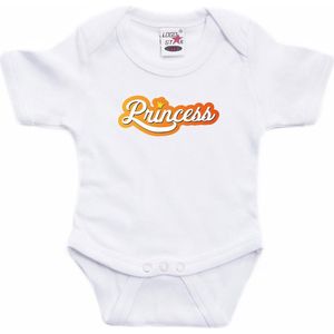 Princess Koningsdag romper wit voor babys - Koningsdag rompertje / kleding / outfit 92