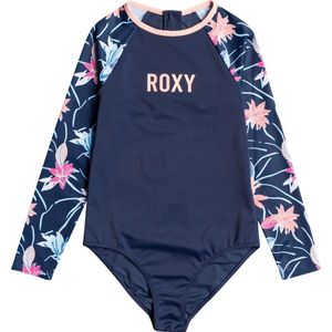 Roxy - UV Zwempak voor meisjes - Roxy Sport Girl met korte rits - Longsleeve - Mood Indigo/Floral Flow - maat 164cm