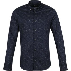 Suitable - Overhemd BD Bloemen Donkerblauw - XXL - Heren - Slim-fit