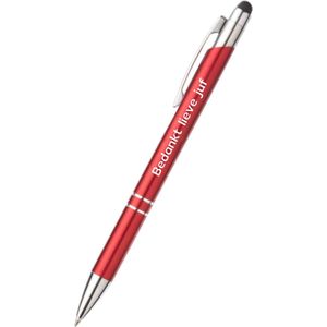 Akyol - bedankt lieve juf pen - rood - gegraveerd - Collega pennen - juf - pen met tekst - leuke pennen - grappige pennen - werkpennen - stagiaire cadeau - cadeau - bedankje - afscheidscadeau collega - welkomst cadeau - met soft touch