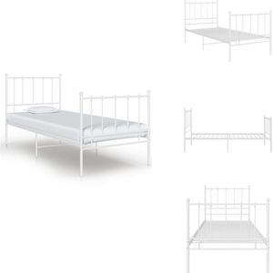 vidaXL Bedframe - Bedframes - Eenpersoonsbed - Eenpersoonsbedden - Bedframe metaal wit 100x200 cm