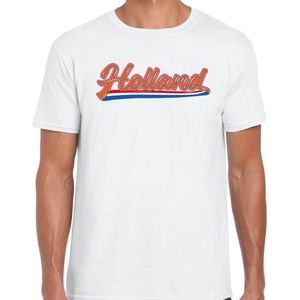 Wit t-shirt Holland / Nederland supporter Holland met Nederlandse wimpel EK/ WK voor heren XL