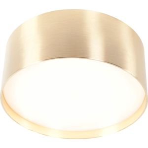 Plafondlamp rond Lune | 1 lichts led | messing / goud | kunststof / metaal | rond Ø 15 cm hoog 6 cm | Ø 15 cm | gang / hal / washok / bergruimte / 20 watt - 2000 lumen | 2700 of 3000 kelvin | modern / dimbaar / chique design