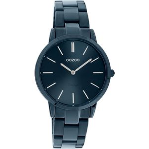 OOZOO Vintage series - Donker blauwe horloge met donker blauwe roestvrijstalen armband - C20108 - Ø34
