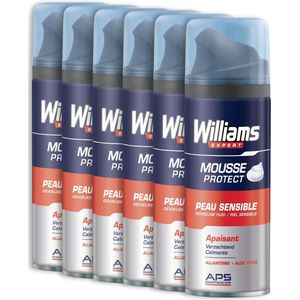 Williams - Verzachtende Scheerschuim Mannen - Gevoelige huid - 6 x 200ml - Voordeelverpakking