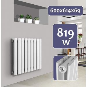 Yolo-deals - Badkamerradiator/Handdoekradiator - Midden aansluiting - Zonder Ventiel - 819W - 60 x 61,4 x 6,9 cm - Wit