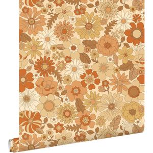ESTAhome behang retro bloemen oranje - 53 cm x 10.05 m - 130963
