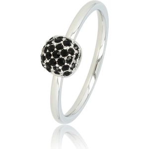 My Bendel - Mooie ring zilver met zwarte glasstenen - Fijne ring met zwarte glasstenen, gemaakt van mooi blijvend edelstaal - Met luxe cadeauverpakking