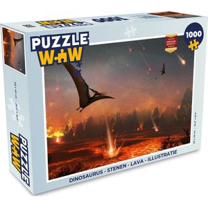 Puzzel Dinosaurus - Stenen - Lava - Illustratie - Kinderen - Jongens - Kind - Legpuzzel - Puzzel 1000 stukjes volwassenen