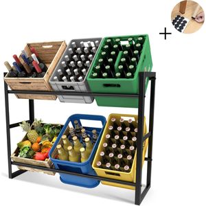 Krattenrek Voor 6 Kratten Inclusief Antislip Beschermende Viltjes - Opbergrek & Kistenrek Zwaar - Hoge Stabiliteit - Eenvoudige Montage - Hoge Belastbaarheid