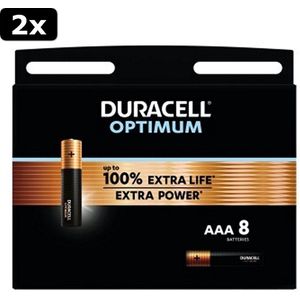 2x Duracell Alkaline Optimum Batterij AAA 8 Pack