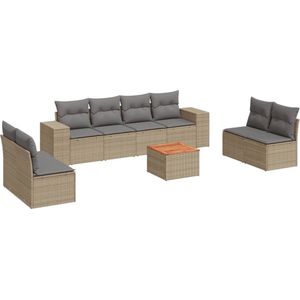 vidaXL 9-delige Loungeset Poly Rattan Beige