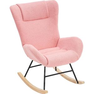 Merax Schommelstoel met Teddy Fluwelen Stof - Ergonomische Relaxstoel - Roze