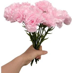 11 inch 10 stengel anjerboeketten UV-bestendig geen vervaging kunstmatige mini-anjerbloemen zijden bloemen voor foto rekwisieten thuisfeest bruiloft roze