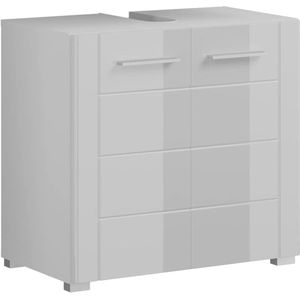 Wastafelonderkast - Wit hoogglans - 60 cm - Houtmateriaal