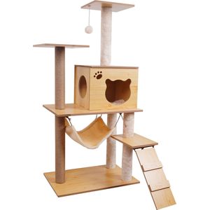 Katten Krabpaal - houten Krabpaal - 125cm hoog - hout - sisal