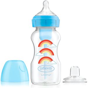 Dr. Brown’s Bottle to Sippy Starter Kit Babyfles - Brede halsfles - 270 ml - Blauw