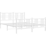 vidaXL-Bedframe-met-hoofd--en-voeteneinde-metaal-wit-160x200-cm