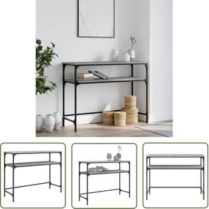 The Living Store Wandtafel Opbergkast - Bewerkt Hout - Verstelbare Poten - Metalen Frame - 150cm