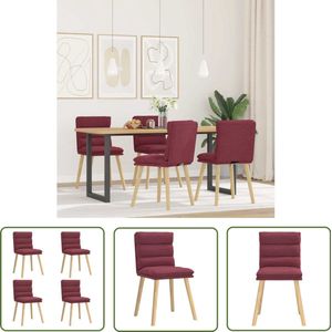 The Living Store Eetkamerstoelen 4 st stof wijnrood - Eettafelstoel - Eetkamerstoel - Comfortabele Stoel - Luxe Stoel - Rode Stoel