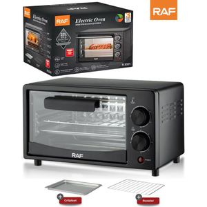 Mini Elektrische Oven Zwart - 7L - 800W/ 250 Graden/ Met Grilplaat en Ovenrooster/ RAF/ Timer/ Compact/ Oven/ Grill/ Mini Oven/ Keuken/ Ovens
