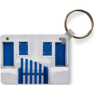 Sleutelhanger - Huis - Architectuur - Blauw - Wit - Uitdeelcadeautjes - Plastic