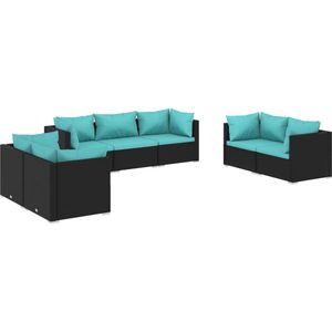 vidaXL-7-delige-Loungeset-met-kussens-poly-rattan-zwart