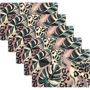 Placemat/onderlegger - 10x - Monstera bladeren - 44 x 28 cm - tafeldecoratie