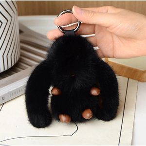 Schattige pluchen konijn sleutelhanger ring pluchen konijn tas hanger sleutelhanger - Zwart