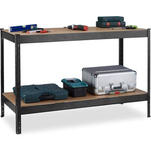 Relaxdays werkbank met 2 verstelbare etages - 91 x 141 x 61 cm - werktafel garage - 300 kg