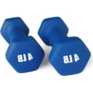 Neopreen halters handgewichten slip anti-rol donkerblauw 18 kg paar - Set van 2 dumbbell set