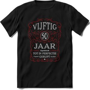 50 Jaar Legendarisch Gerijpt T-Shirt | Rood - Grijs | Grappig Verjaardag en Feest Cadeau Shirt | Dames - Heren - Unisex | Tshirt Kleding Kado | - Zwart - M