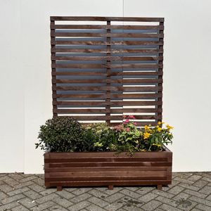 AMISHOUT - Plantenbak met klimrek 120x40x36 (176) cm - bruin | bloembak buiten