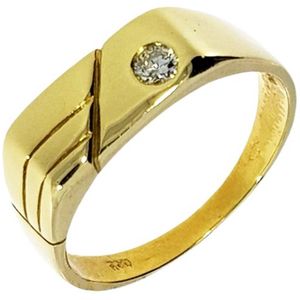 Gouden Jongensring 0.05 crt diamant 14 karaats