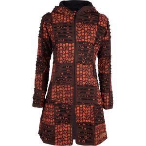 Dames Vest van Katoen met Polyester Fleece voering en vaste capuchon - SHAKALOHA - W Petunia Long Lined BrownOrangeCircle M.