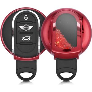 kwmobile autosleutelhoesje geschikt voor Mini 3-knops Smart Key autosleutel - sleutelcover van TPU in rood / metallic donkerrood - Sneeuwbol met Sterren design