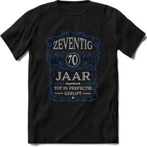 70 Jaar Legendarisch Gerijpt T-Shirt | Blauw - Grijs | Grappig Verjaardag en Feest Cadeau Shirt | Dames - Heren - Unisex | Tshirt Kleding Kado | - Zwart - L